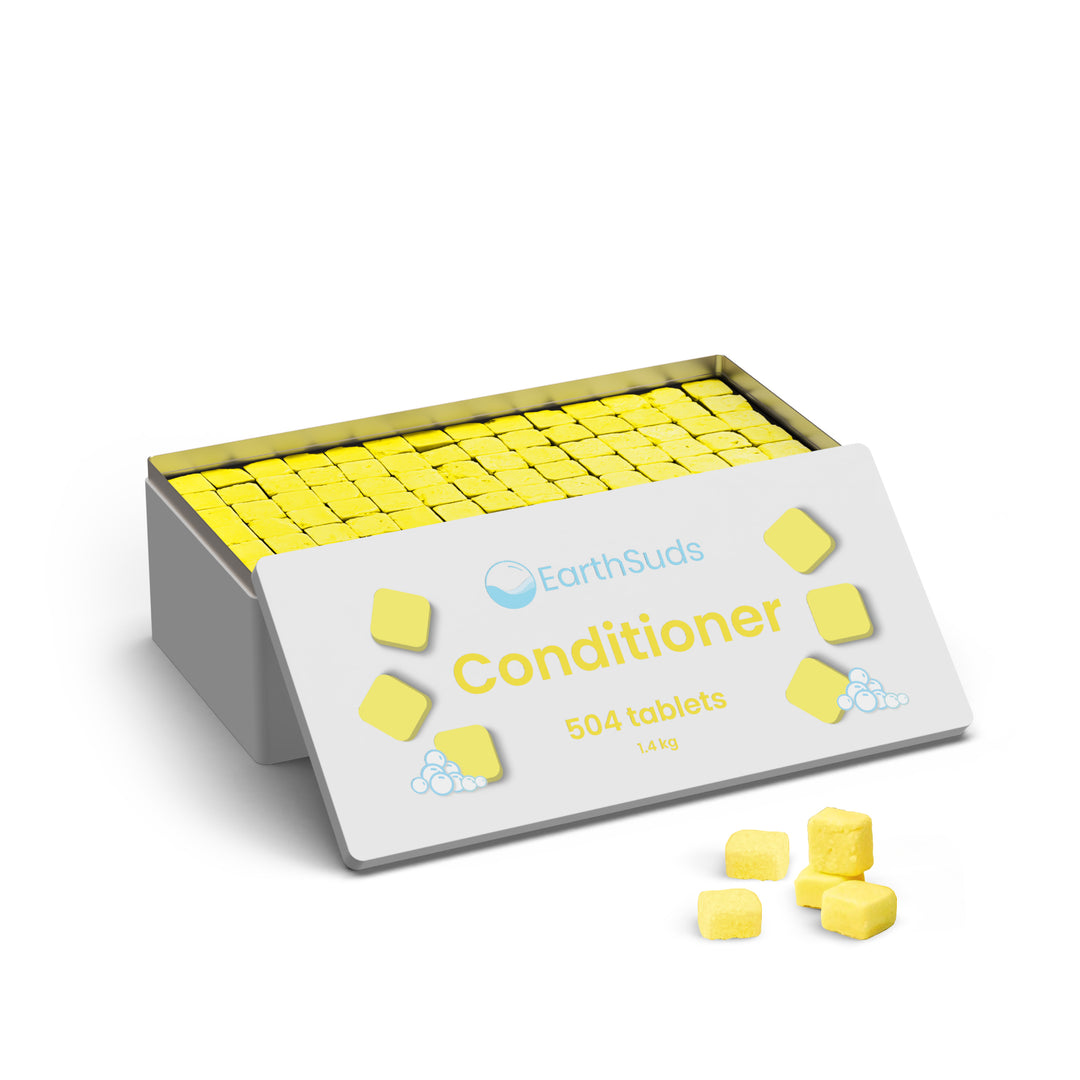 Bulk packaging of conditioner tablets that are sustainable and refillable, great for AirBnb owners