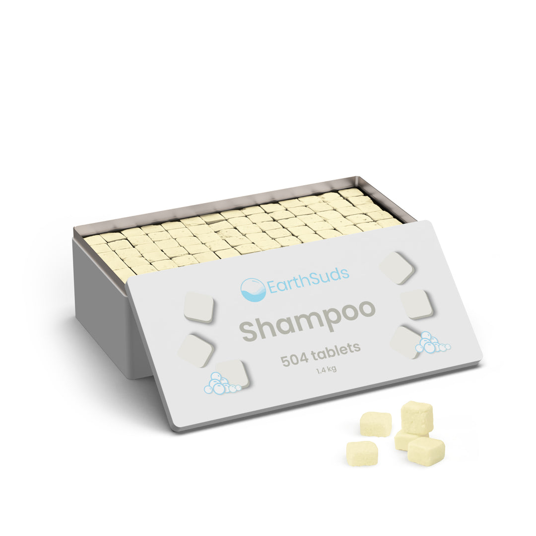 Bulk packaging of shampoo tablets that are sustainable and refillable, great for AirBnb owners