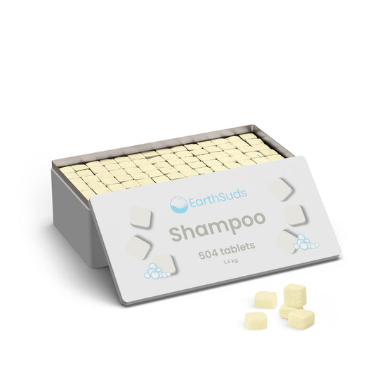 Bulk packaging of shampoo tablets that are sustainable and refillable, great for AirBnb owners