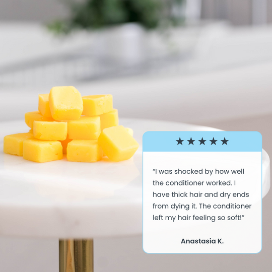 Pile of eco-friendly, plastic-free conditioner tablets, good for Airbnb owners