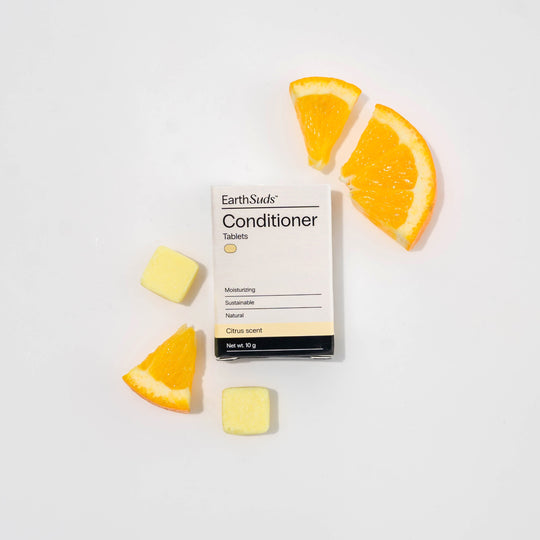 EarthSuds travel-friendly conditioner tablets made from clean biodegradable ingredients.