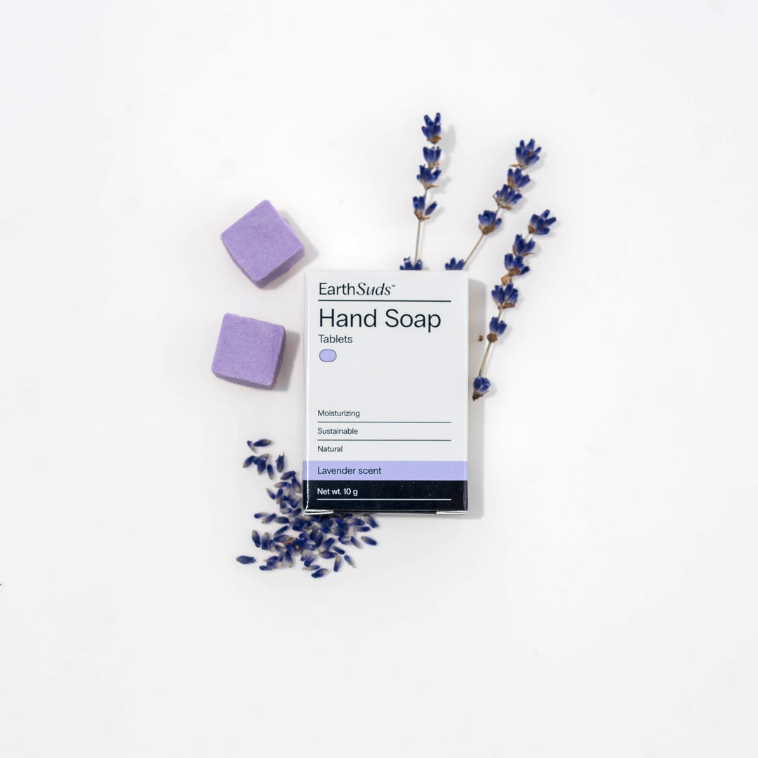EarthSuds travel-friendly hand soap tablets made from clean biodegradable ingredients.