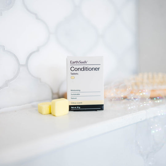 EarthSuds travel-friendly conditioner tablets made from clean biodegradable ingredients.