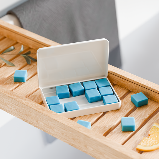 EarthSuds sustainable travel toiletries; dissolvable personal care tablets in carry-on friendly packaging.