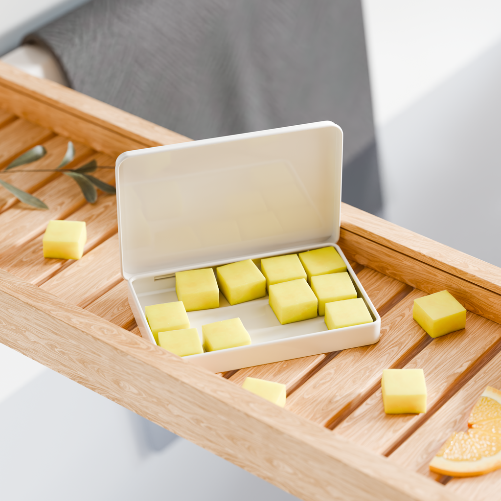 EarthSuds sustainable travel toiletries; dissolvable personal care tablets in carry-on friendly packaging.