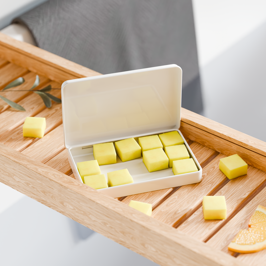 EarthSuds sustainable travel toiletries; dissolvable personal care tablets in carry-on friendly packaging.