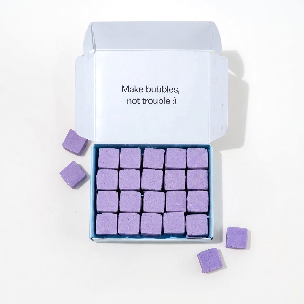 Travel hand soap pack with dissolvable, biodegradable hand soap tablets.
