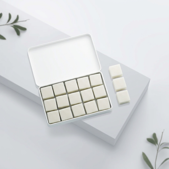 Fragrance-free shampoo tablets that are travel-friendly, environmentally conscious, and biodegradable.